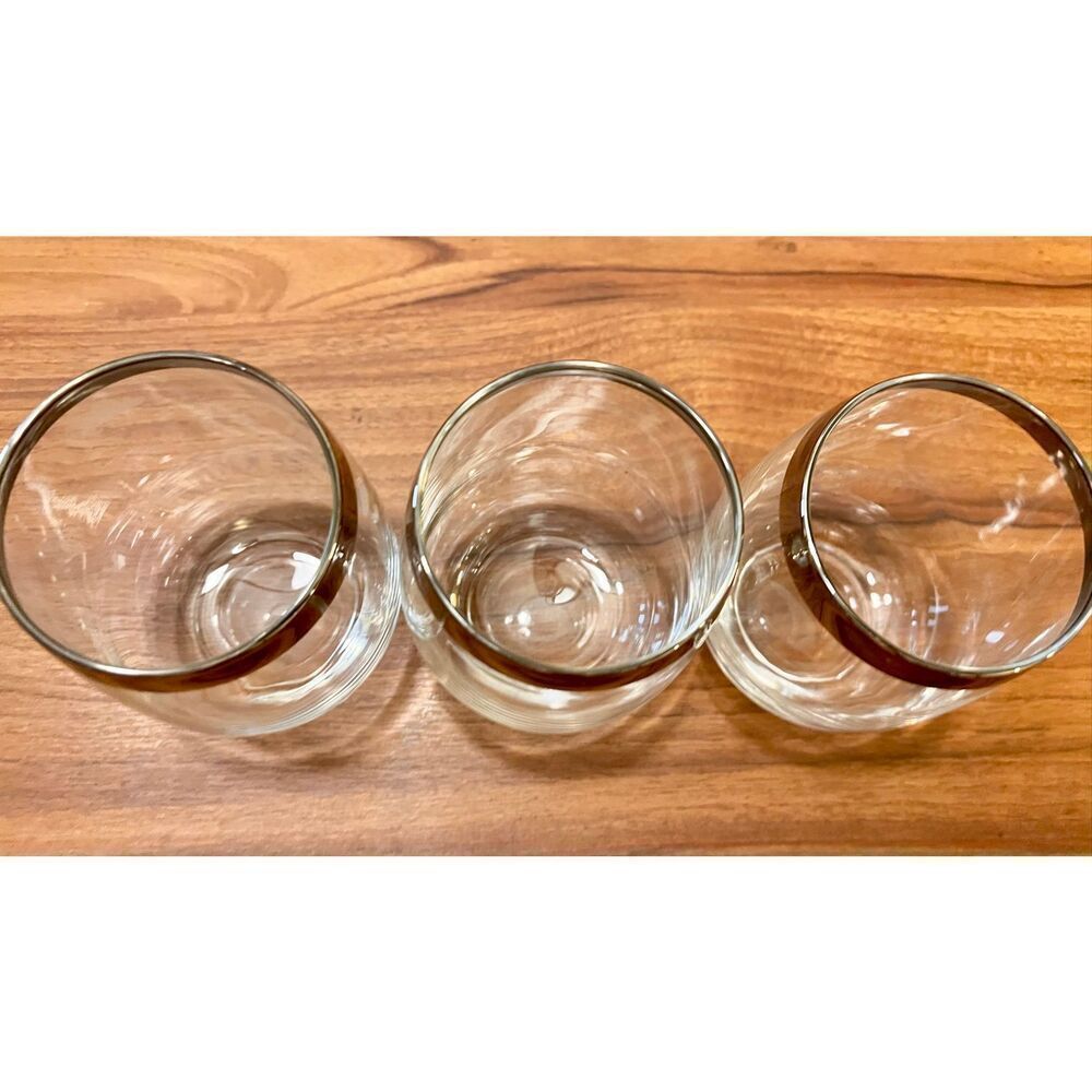 Set of 3 Roly Poly Dorothy Thorpe Silver Banded Cocktail Glasses - Picture 4 of 7
